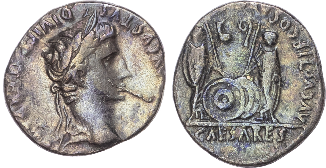 Augustus (27 BC – AD 14) AR Denarius, Lugdunum, 8-7 BC, 3.43g. 