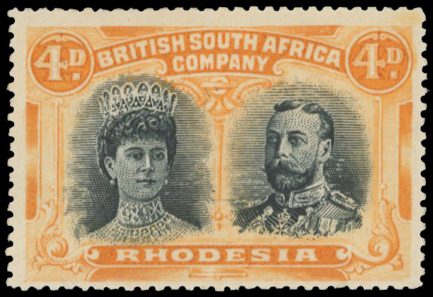 † 4d blue-black and yellow-orange perf 15 RSC F, position 36 mint 