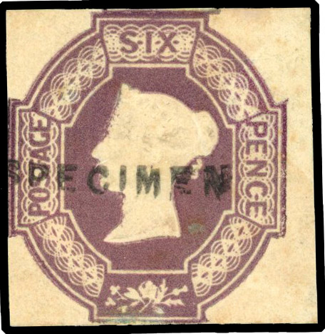 1854 6d embossed dull lilac overprinted ‘SPECIMEN’ Type 1