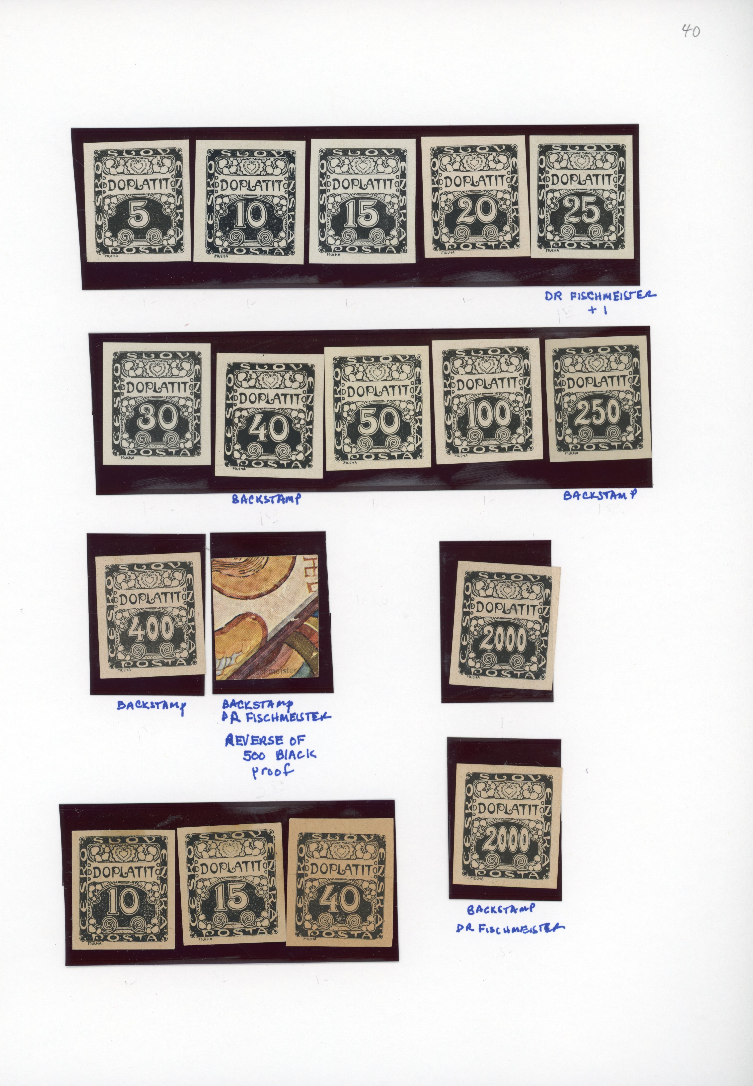 Czechoslovakia 1919 Postage due proofs group