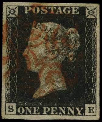 1840 1d black Plate 1b (SE), four good...