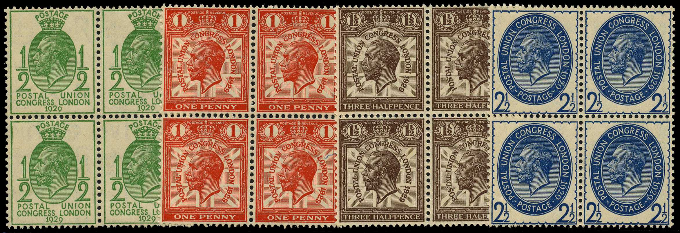 1929 PUC low values set of four to 2½d blue...