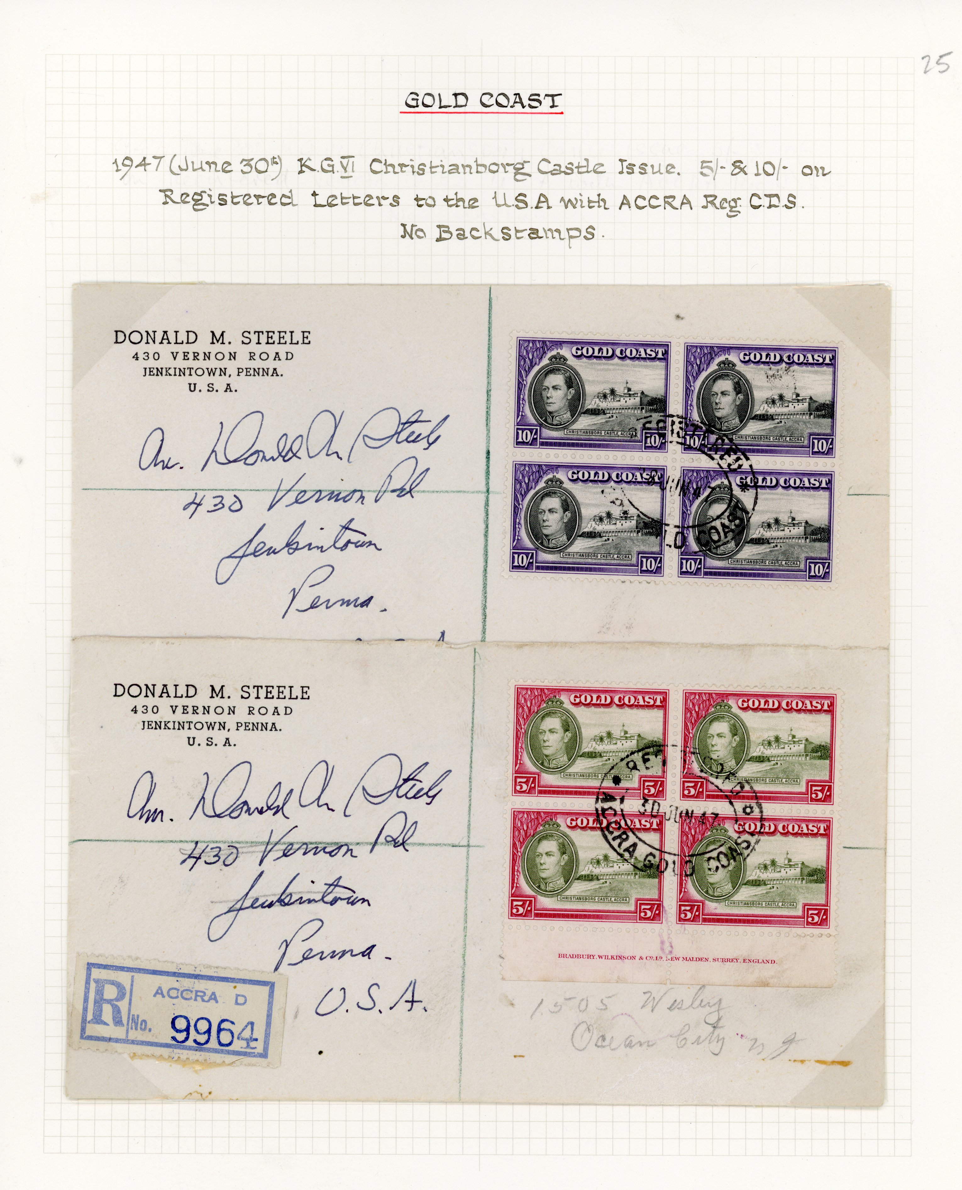 Gold Coast SG 131a, 132 blocks on cover