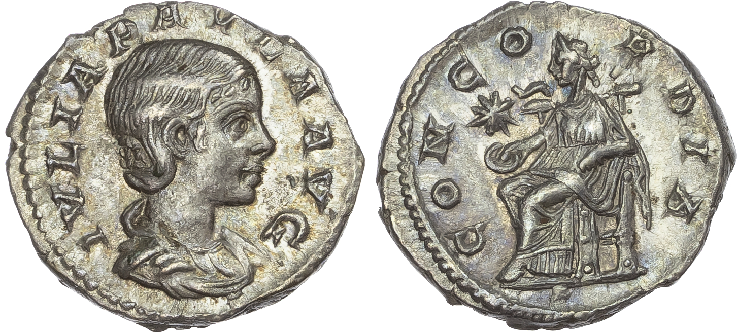 Julia Paula, wife of Elagabalus (AD 219-220) AR Denarius, Rome, 3.17g. 