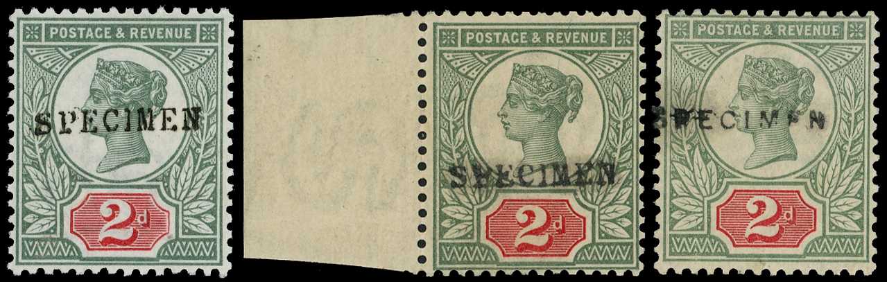 1887 2d grey-green and carmine, three...