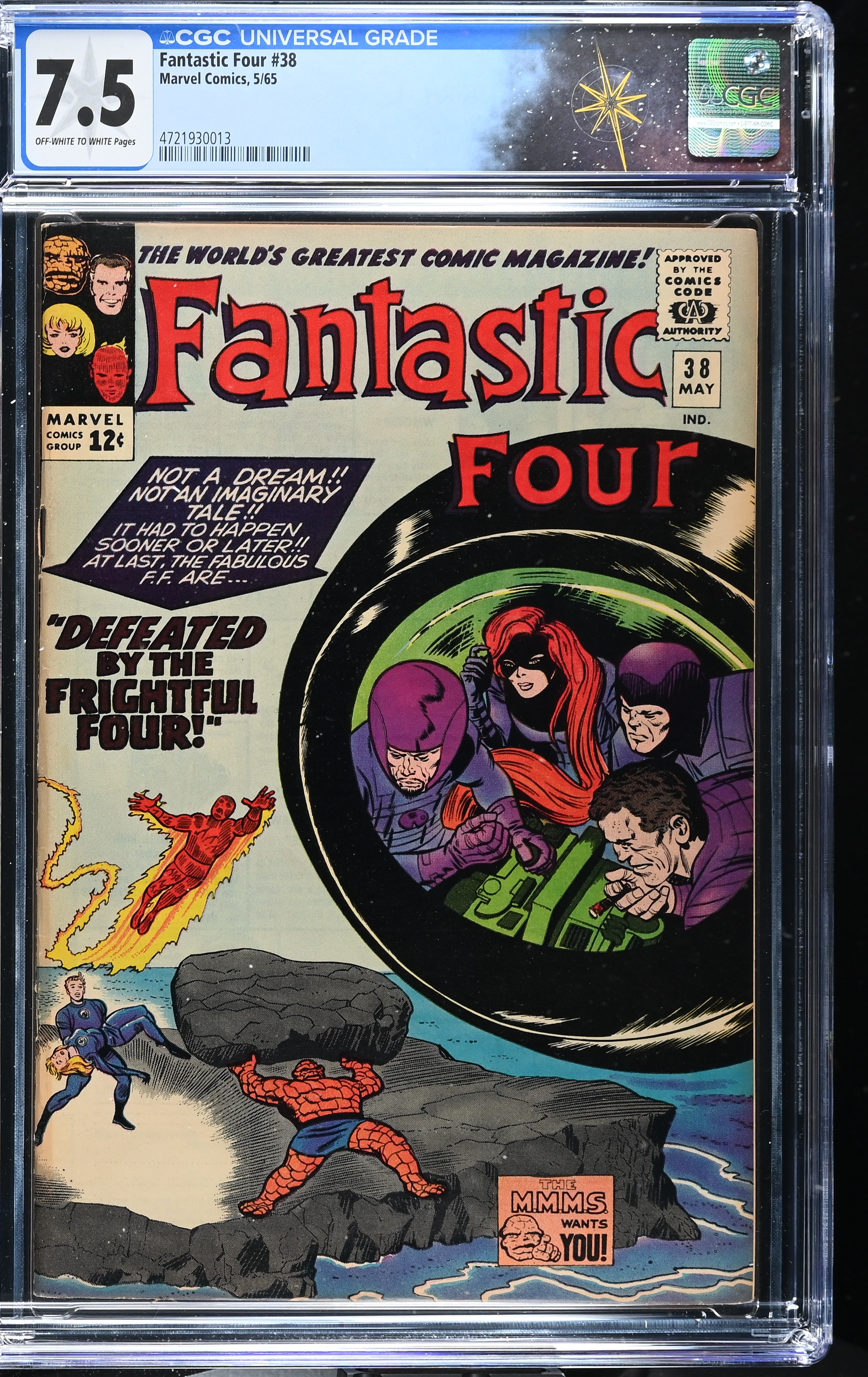 Fantastic Four #38 CGC 7.5 1st Appearance of Trapster & 2nd Medusa Appearance (Marvel Comics, 1965) Off-White to White Pages