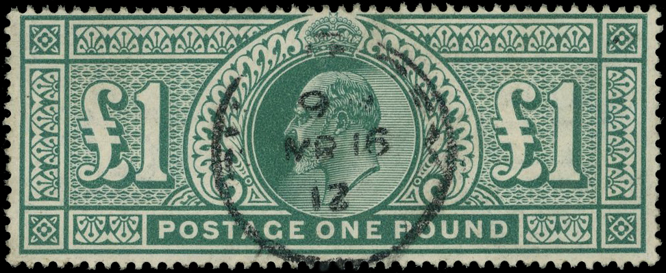 1902-10 DLR £1 dull blue-green, lightly cancelled