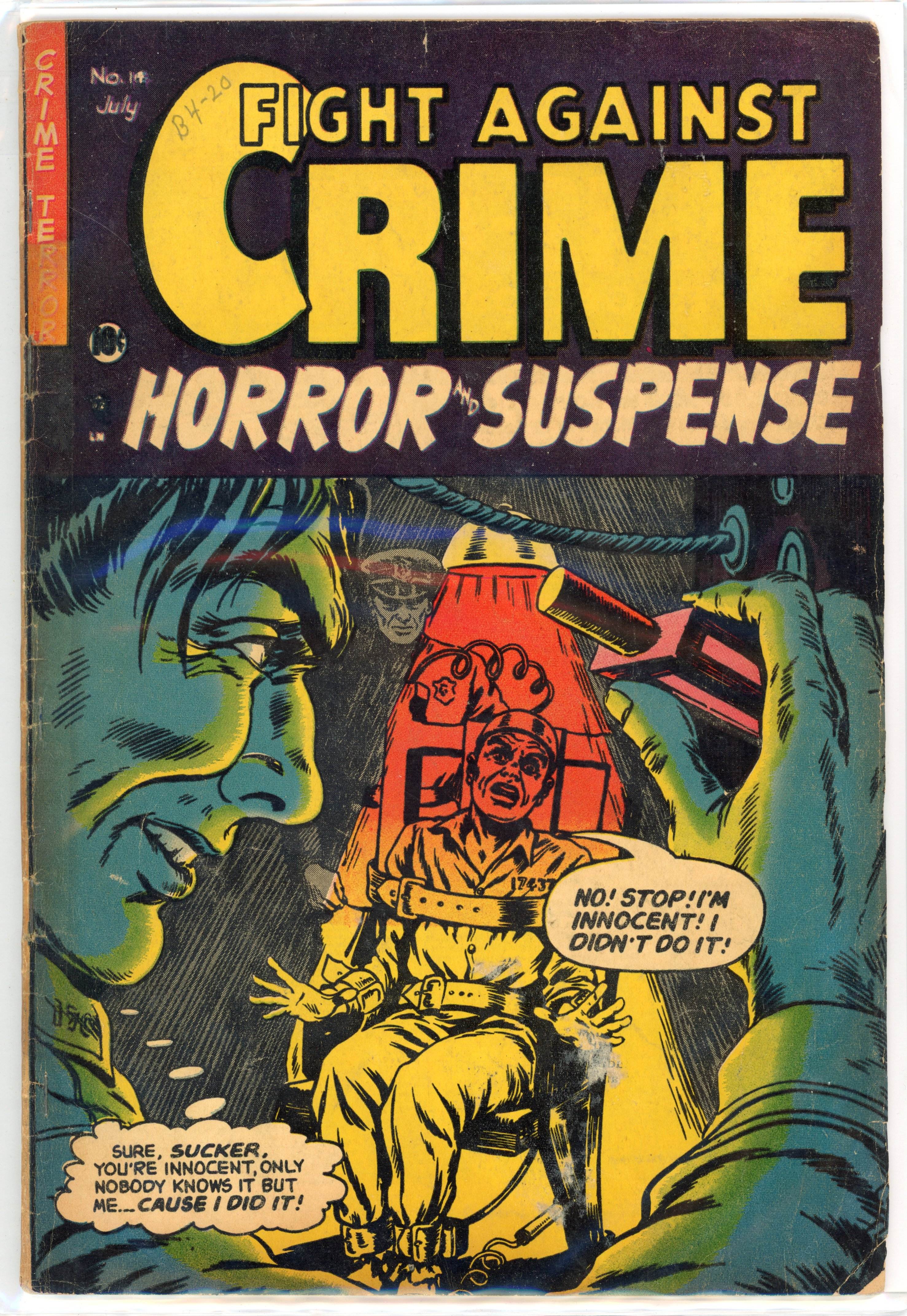 †Fight Against Crime #14 (Story Comics, 1953) Electrocution cover