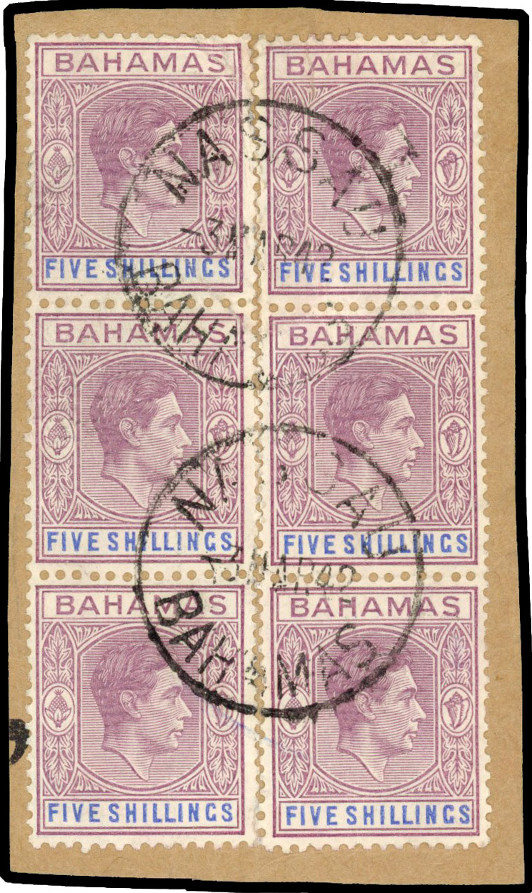 Bahamas SG 156a six used on piece