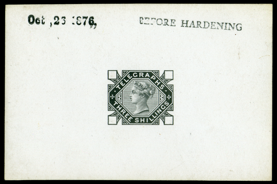 GB SGT11var 1876 3s Telegraphs die proof.