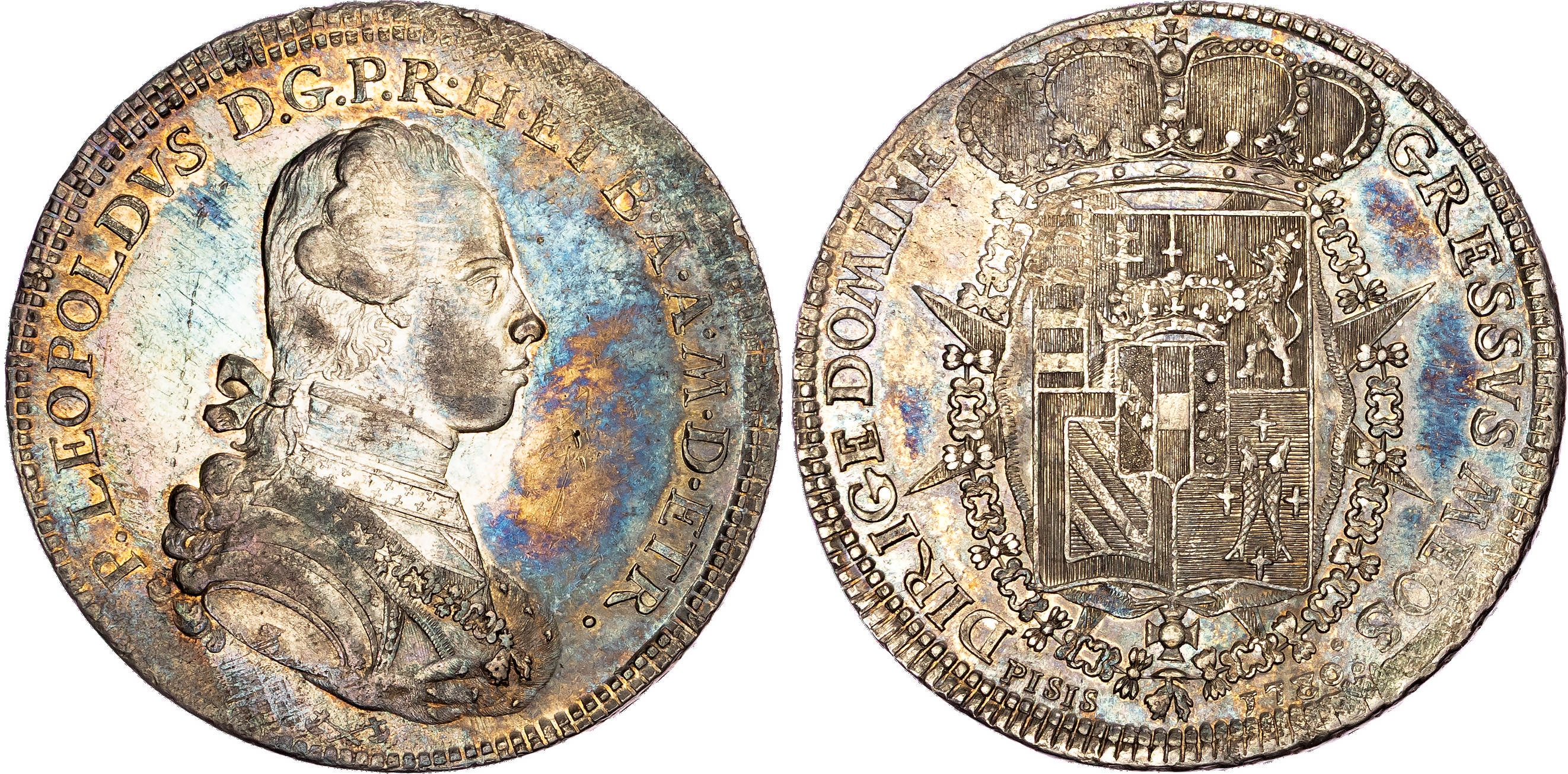 Italy, Tuscany, Pietro Leopoldo di Lorena (1765-1790), silver Francescone