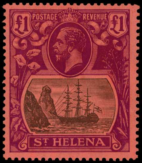 1922-37 £1 grey and purple on red, brilliant...