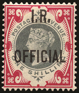 Great Britain 1901 1s Green & carmine (I.R. Official). Superb unused o.g. example of this difficult departmental i…