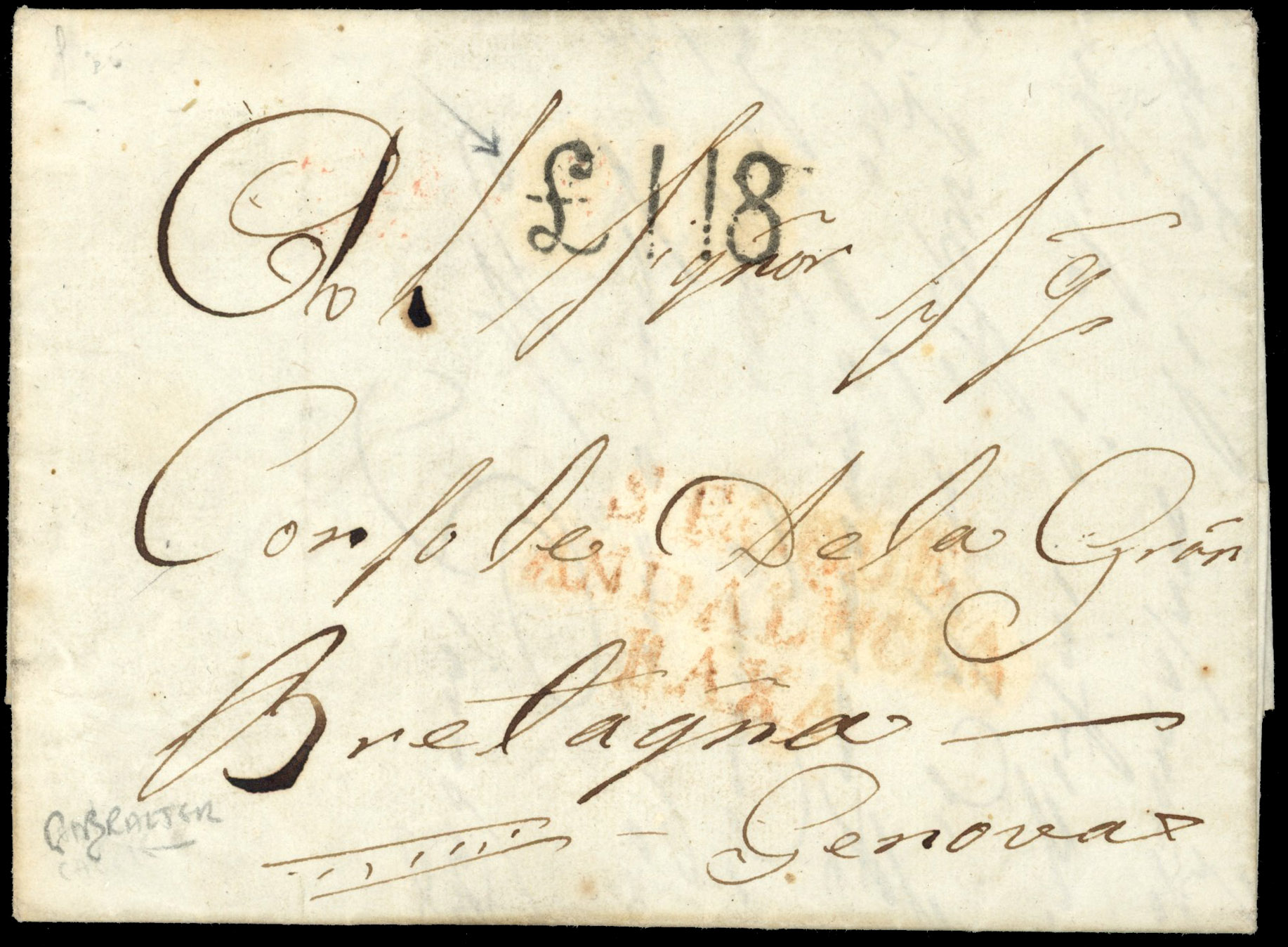 Gibraltar 1819 entire to Genova