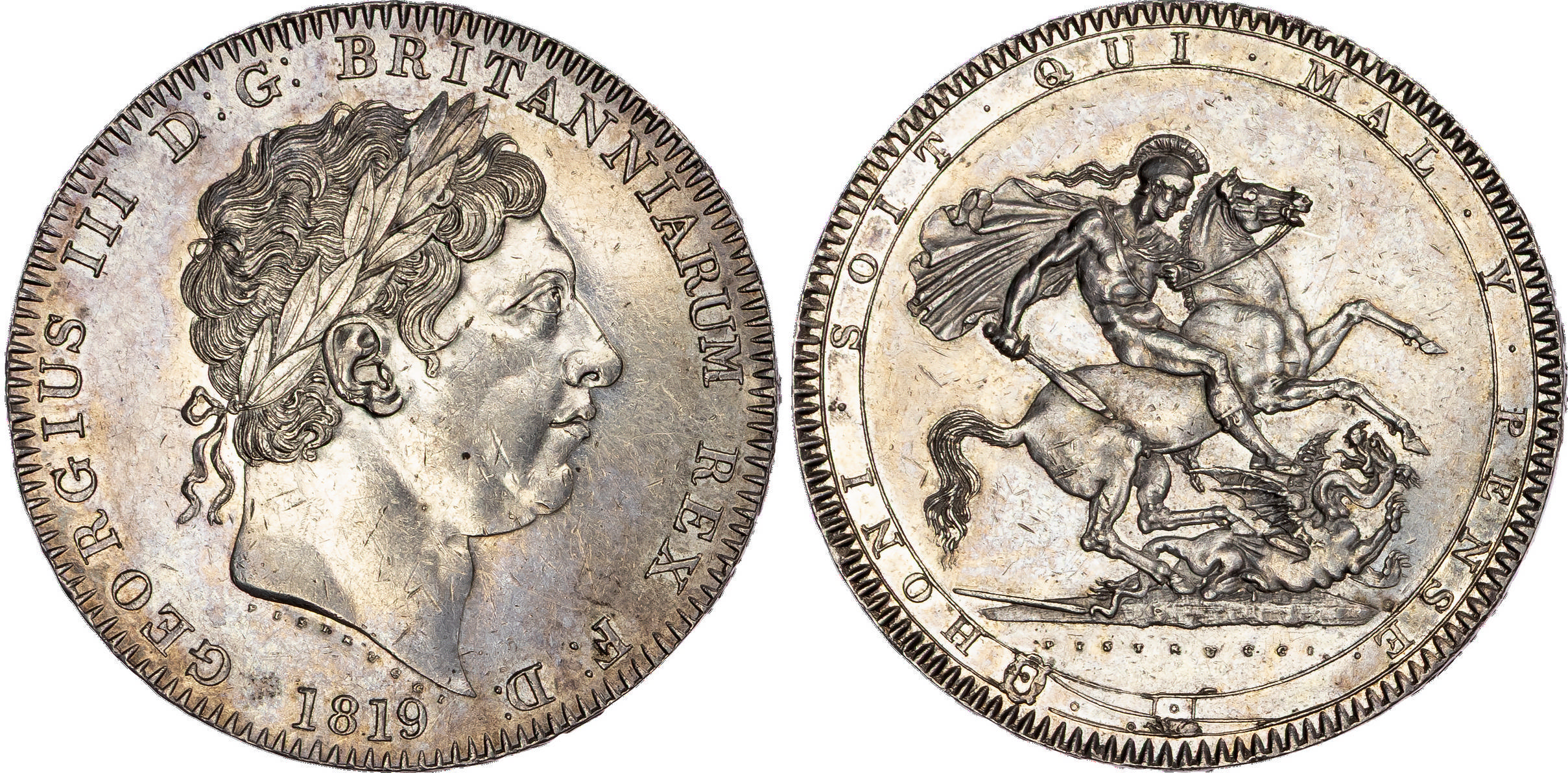 George III (1760-1820), AR Crown, 1819 LIX, New Coinage.