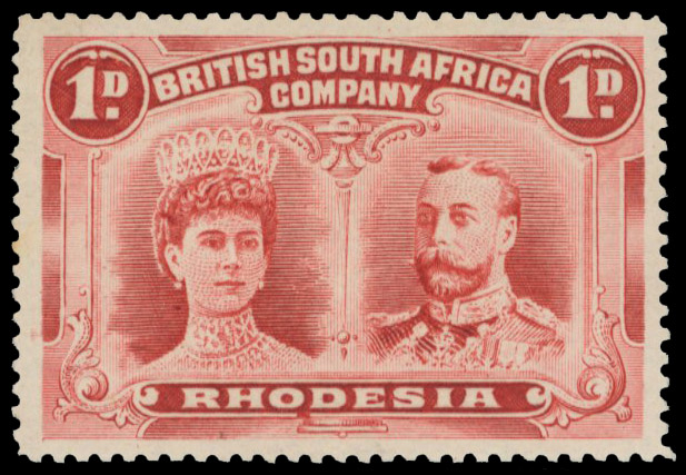 † 1d carmine-lake perf 15 SG 170a, position 74 OD flaw mint