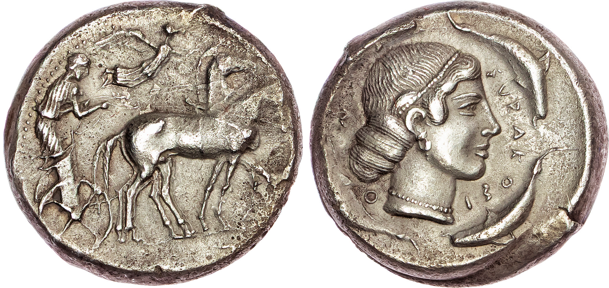 Sicily, Syracuse, Second Democracy (c. 466-405 BC) AR Tetradrachm, c. 450 BC, 17.00g.
