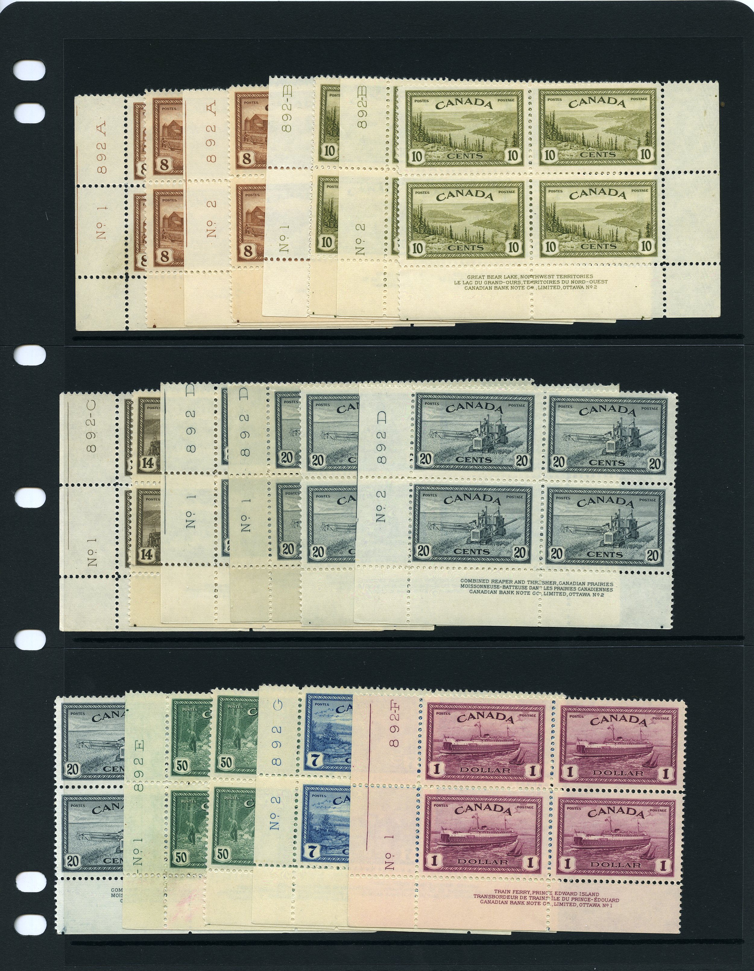 1946 Peace set of seven in unmounted o.g....