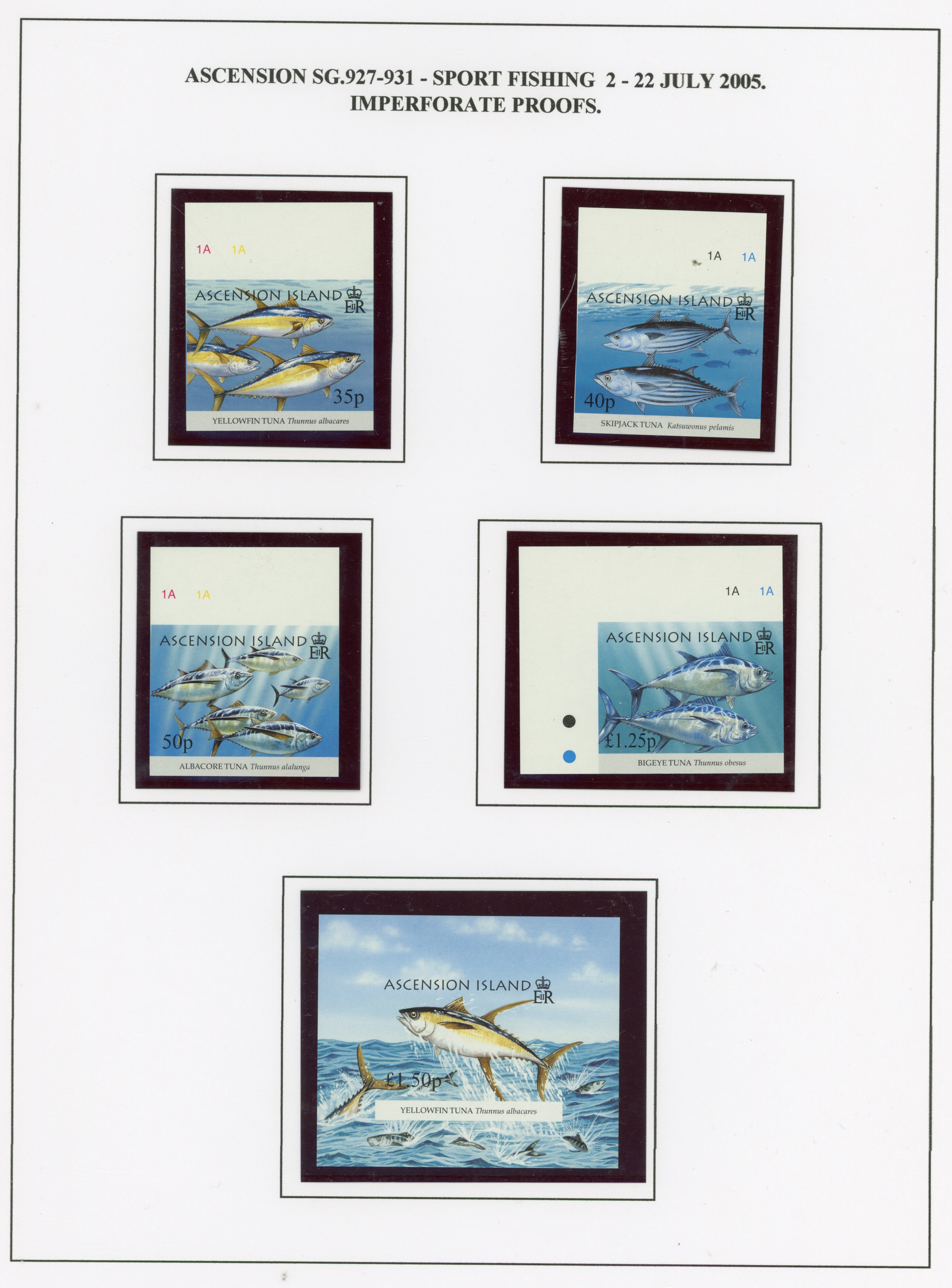 Ascension SG 927-MS931 imperforate proofs mint