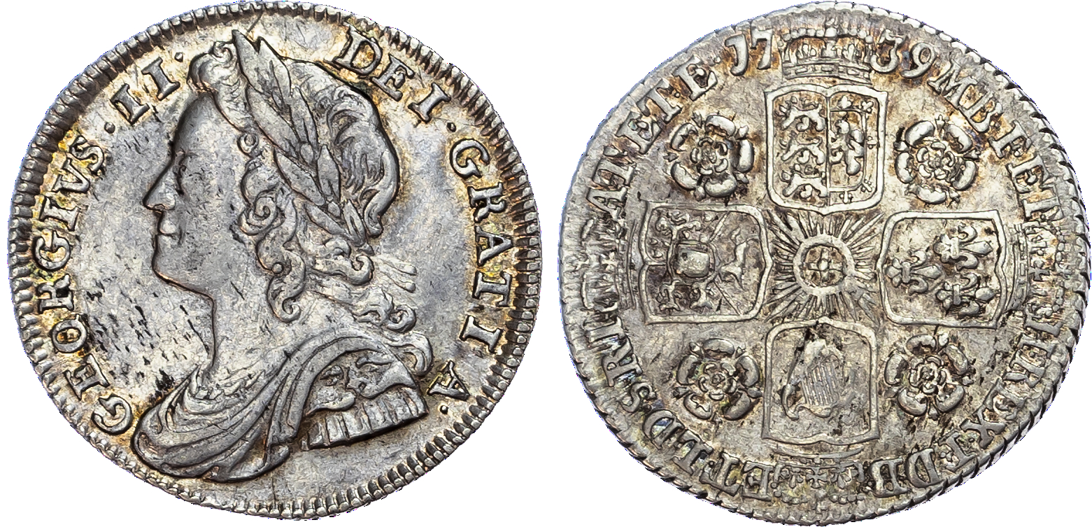 George II (1727-60), Sixpence, 1739, O over R in GEORGIVS.