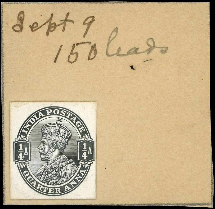 India ¼a postcard die proof