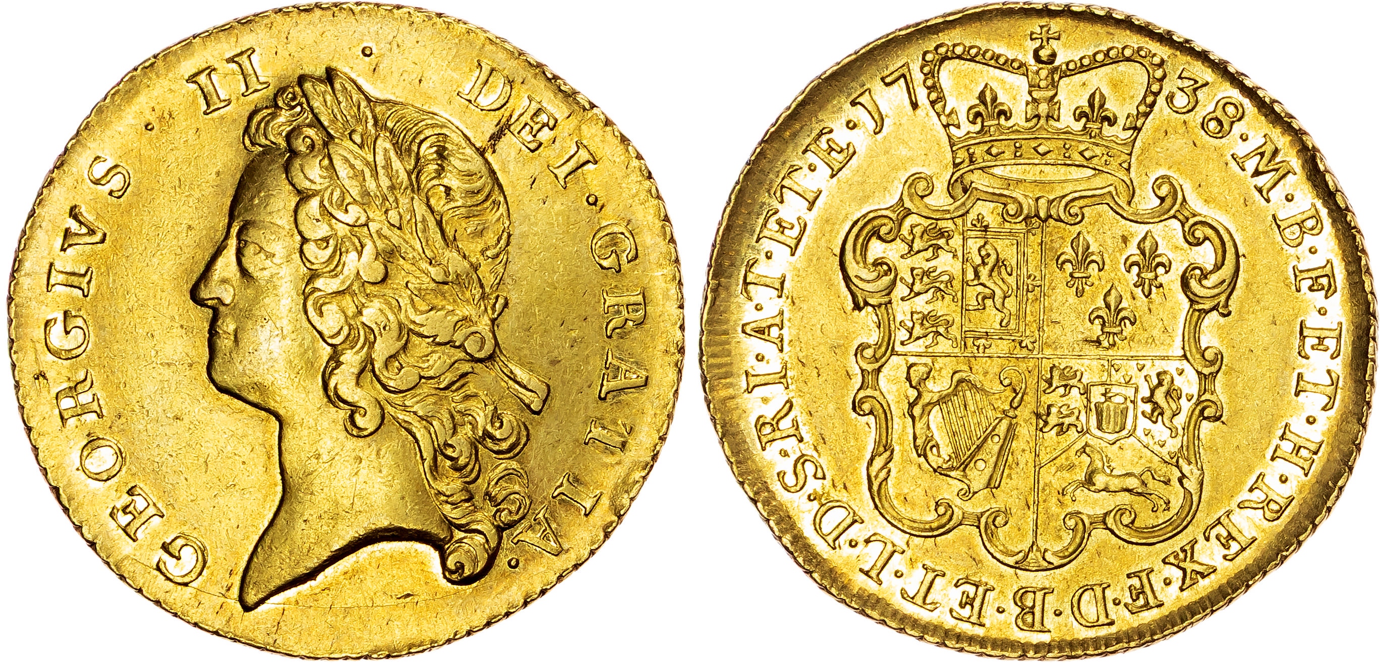 George II (1727-1760), AV Two Guineas, 1738. 