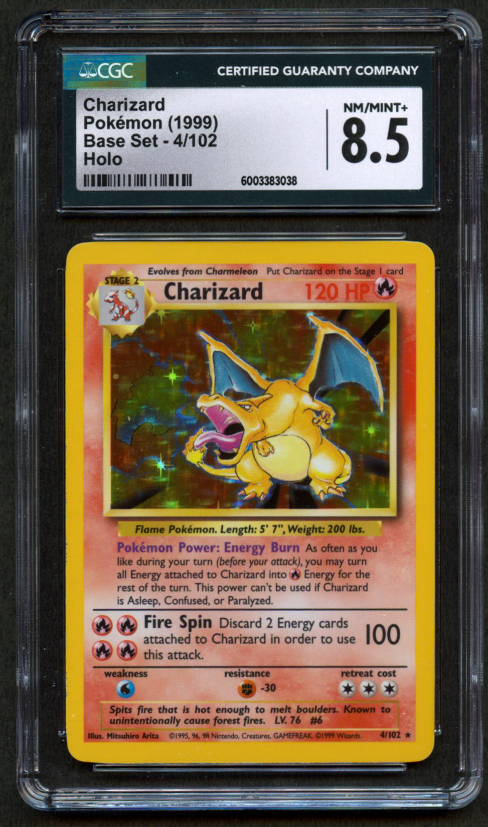 CGC 8.5 Charizard Unlimited - Base Set (1999)