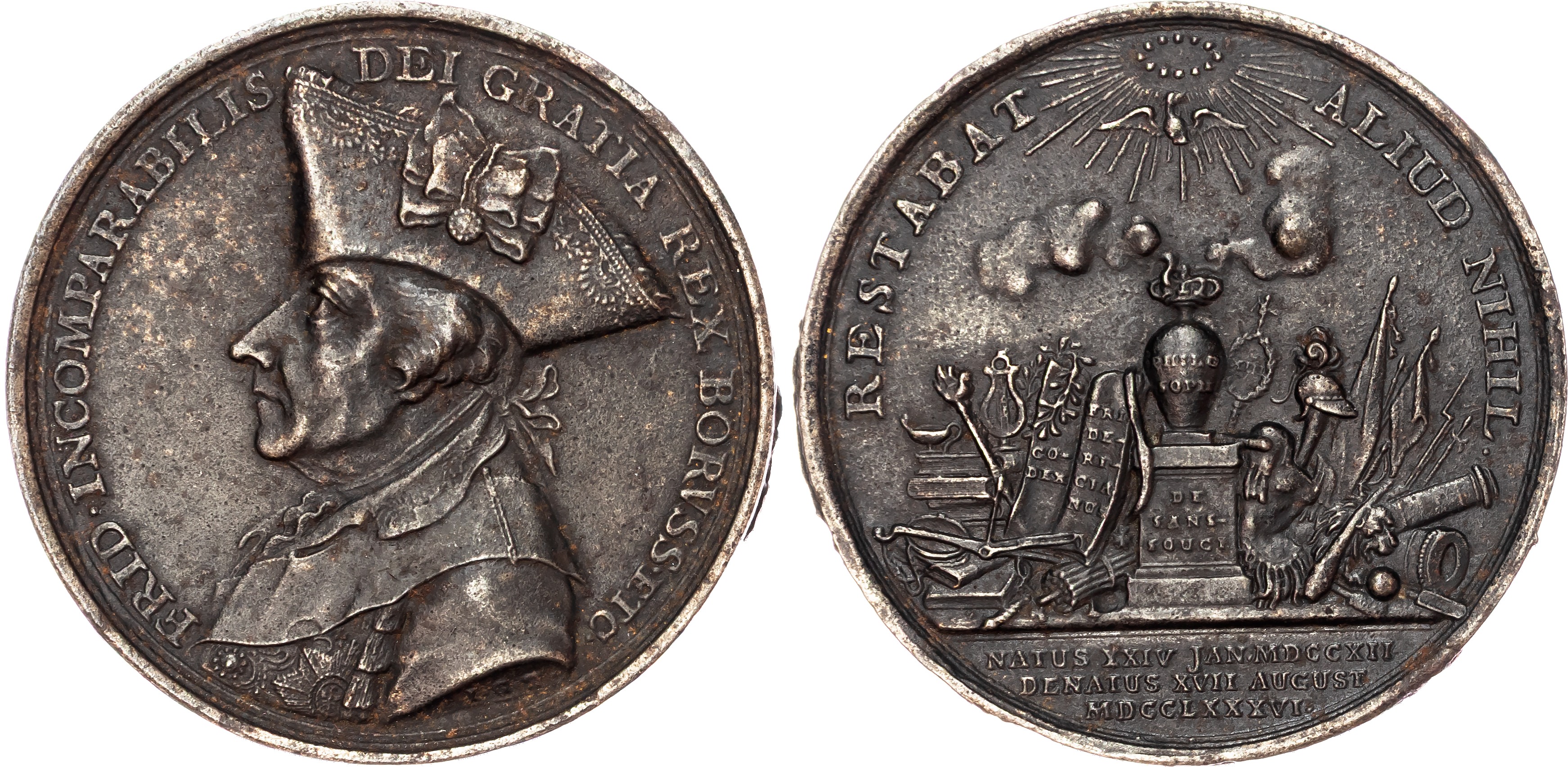 Germany, Frederick the Great (1740-1786), Memorial, cast medal (45mm/15.55gm) in iron, likely contemporary.