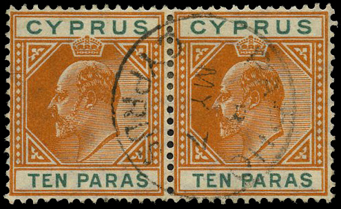 1906 10pa orange and green, watermark...