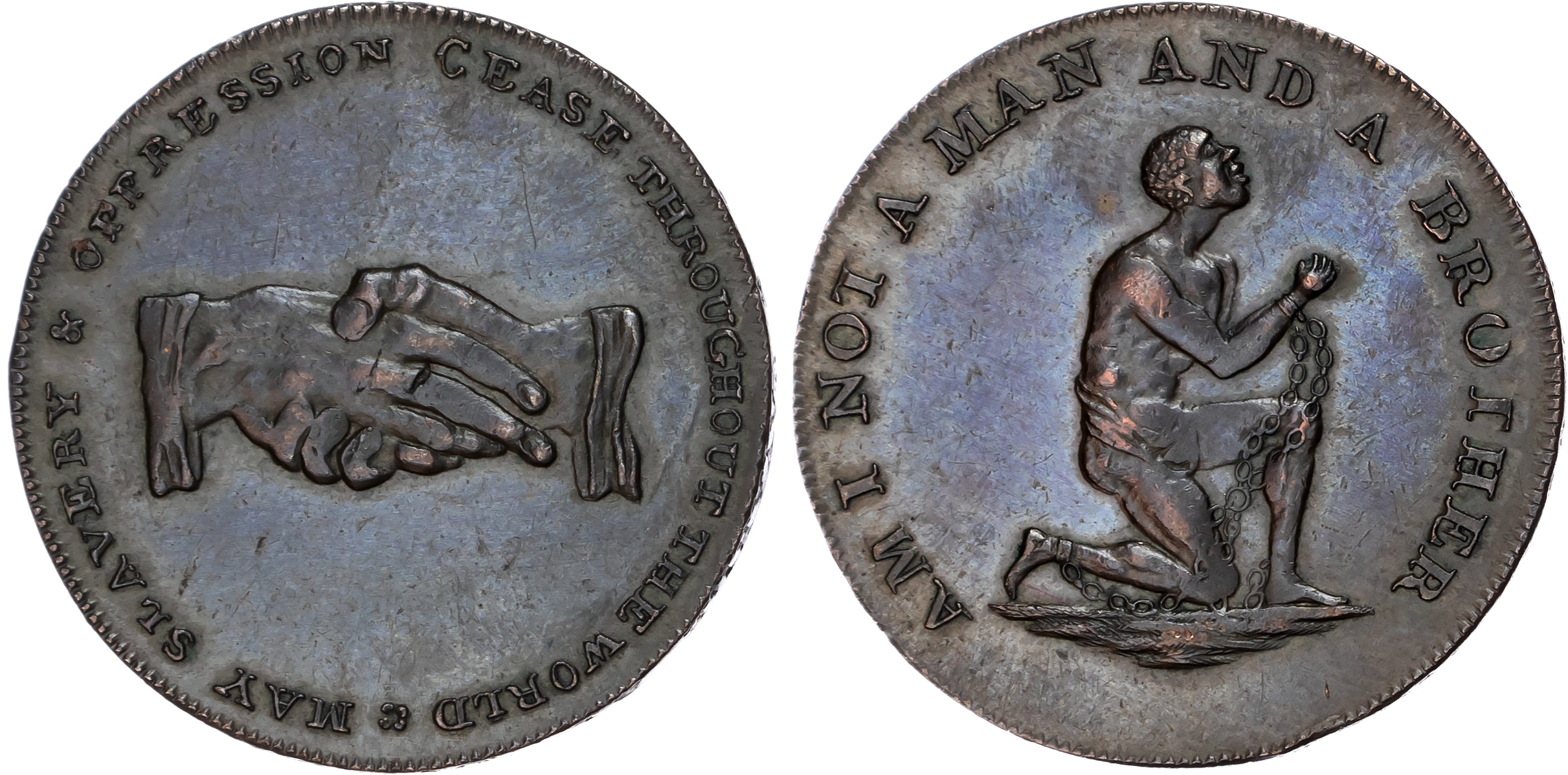London , Political Series, William Lutwyche for an Anti-Slavery Society Halfpenny undated, differently spaced …