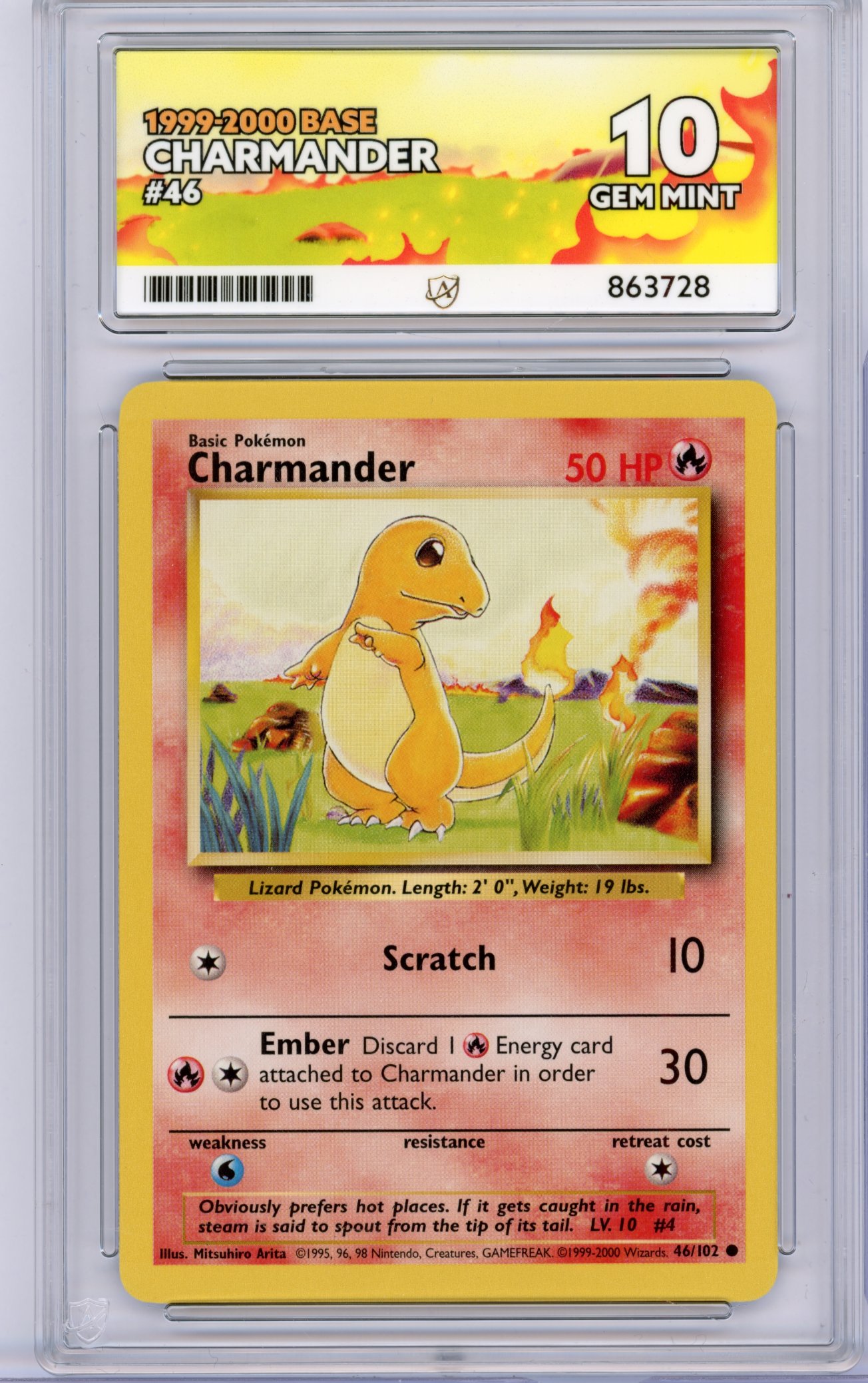 ACE 10 Charmander #46 Base Set (4th Print 1999-2000)