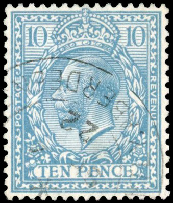 GB SG 394wi 1913 10d watermark inverted used