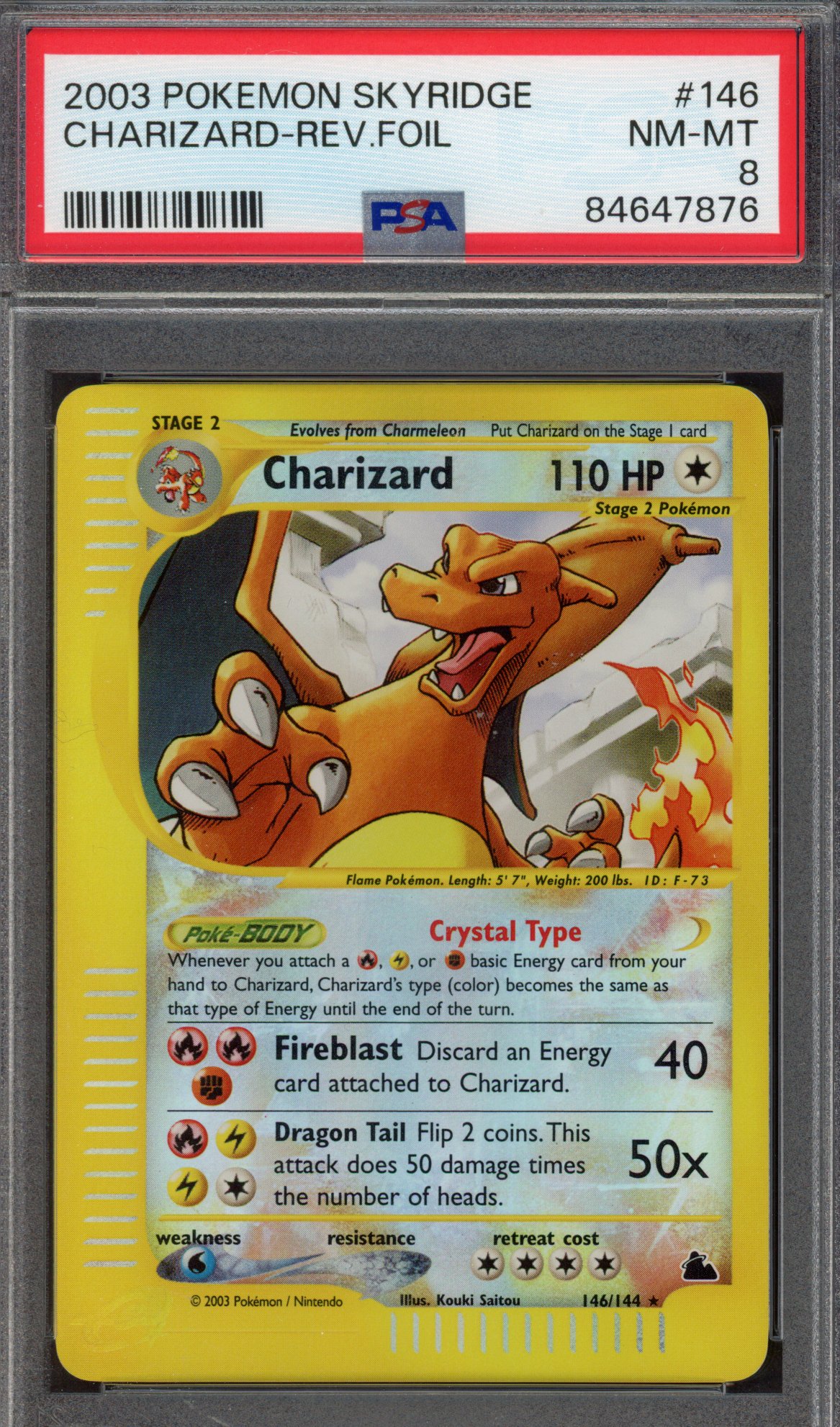 Pokémon TCG - PSA 8 Crystal Charizard - Reverse Foil #146 - Skyridge