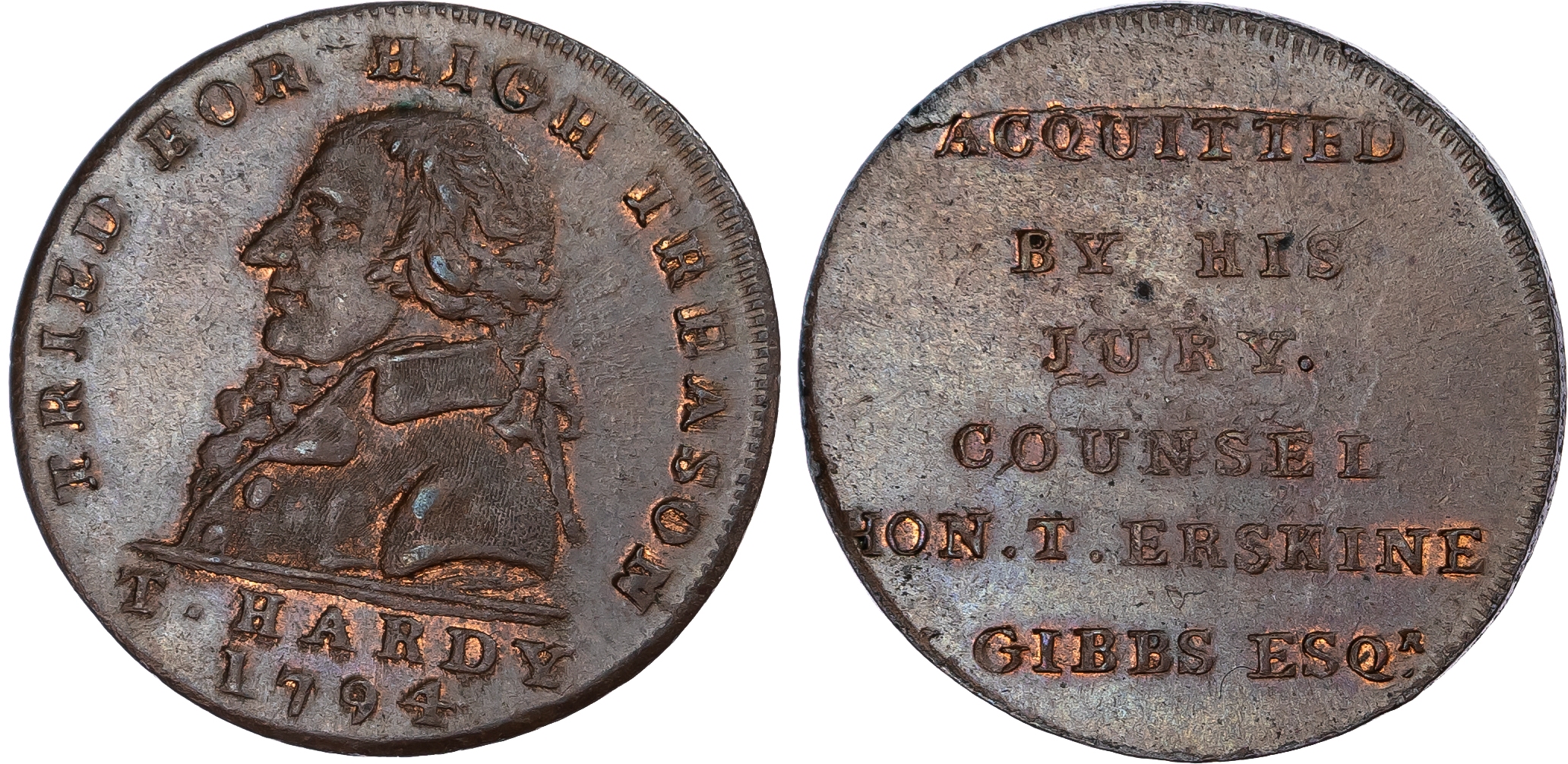 Great Britain, Middlesex. T Hardy CU Halfpenny Token. 1794. 