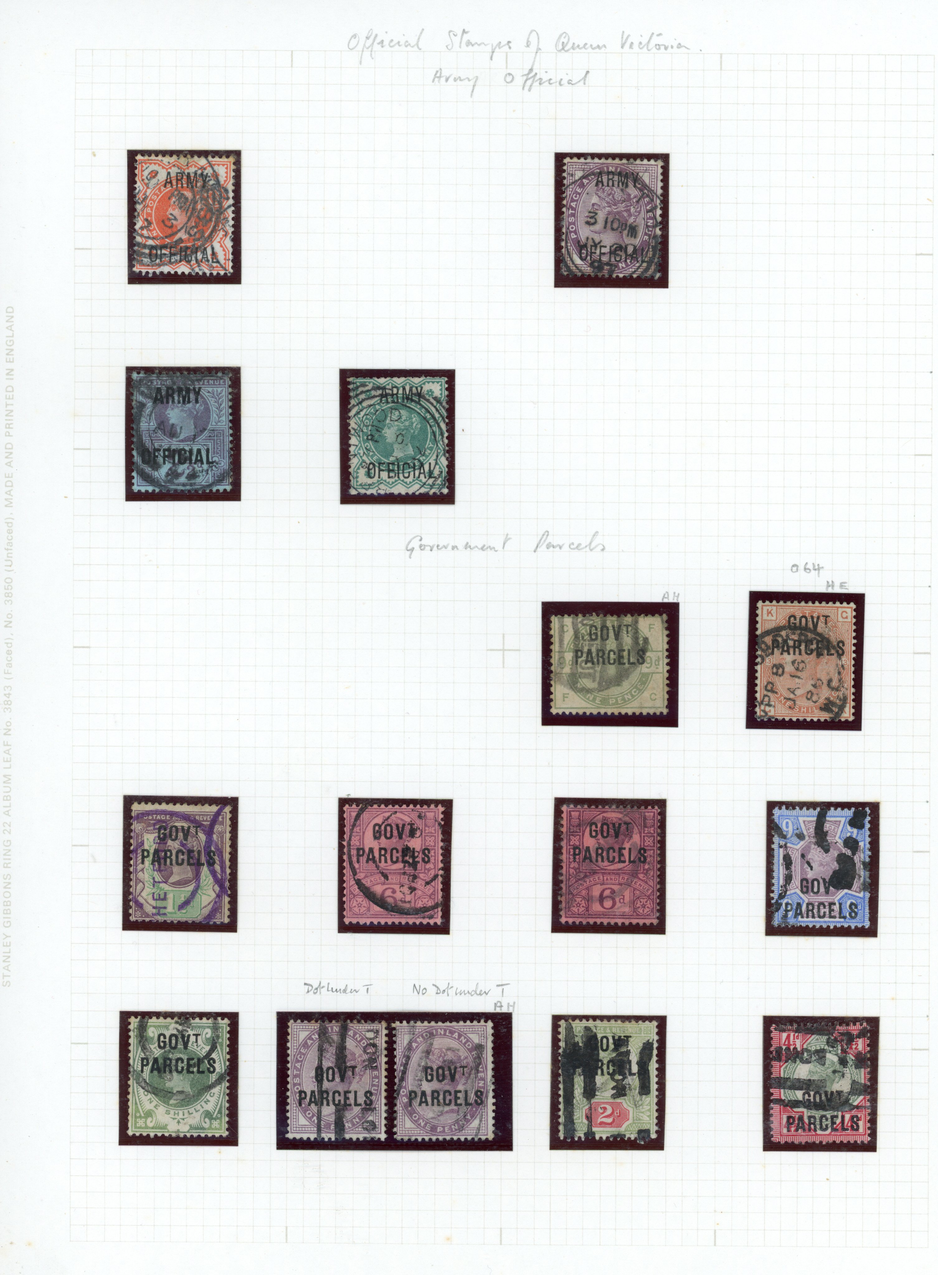 1882-1901 Queen Victoria Official Departmental Issues. Collection of used Quee