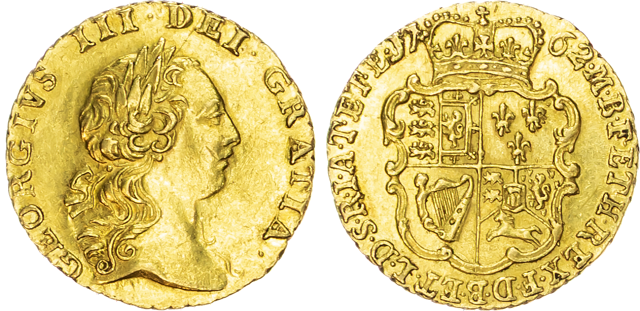 George III (1760-1820) Quarter Guinea, 1762.