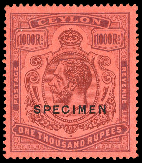 Ceylon SG 323 optd SPECIMEN