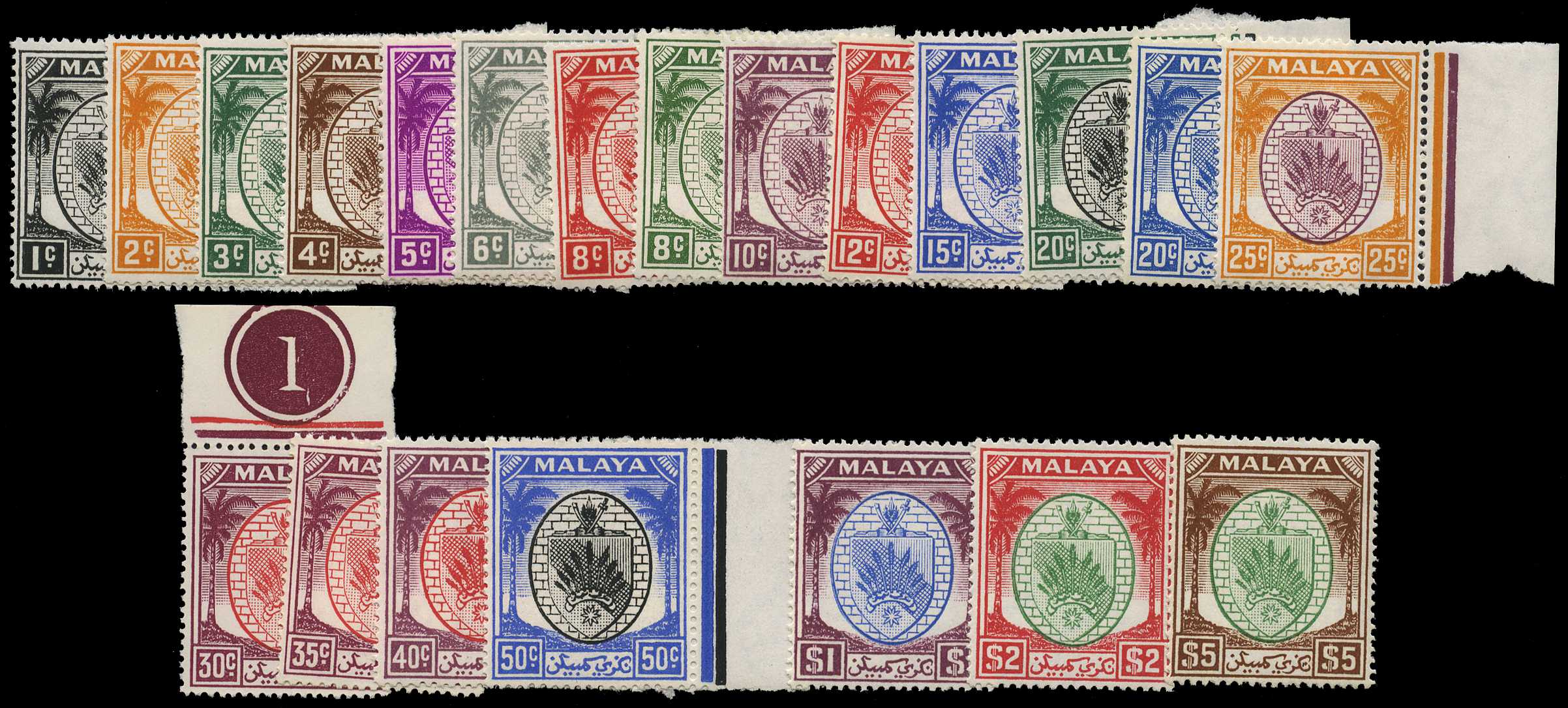 1949-55 set of twenty-one, unmounted o.g....