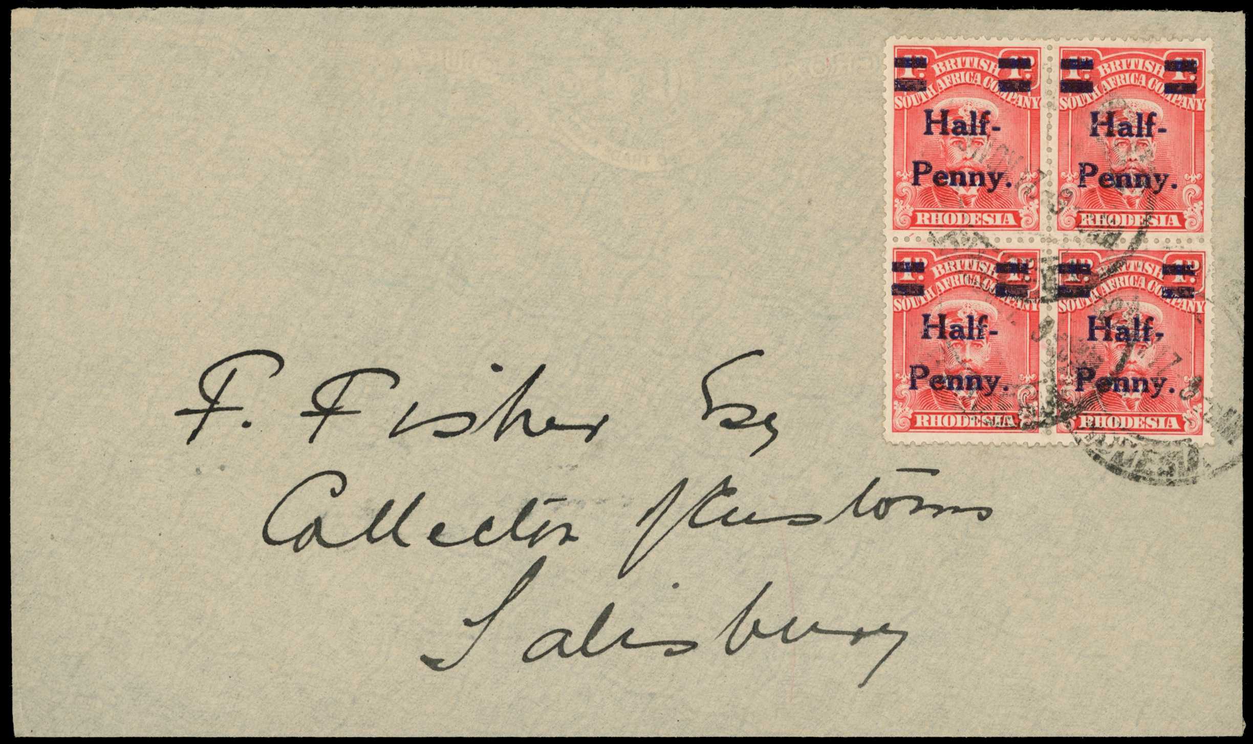 1917 locally-used envelope bearing block of...