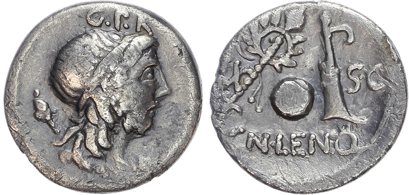 Cn. Cornelius Lentulus (76-75 BC) AR Denarius, uncertain Spanish mint, 3.46g. 