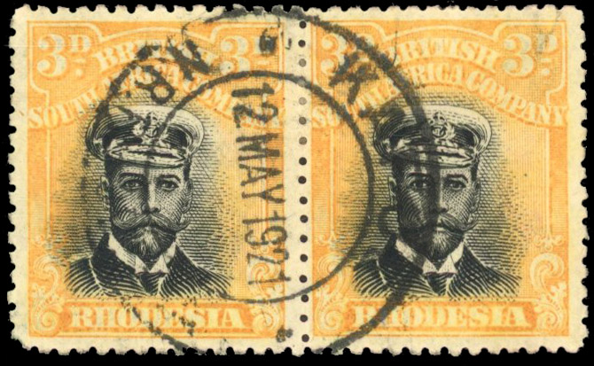 Rhodesia 3d SG 255c 'peach' pair used