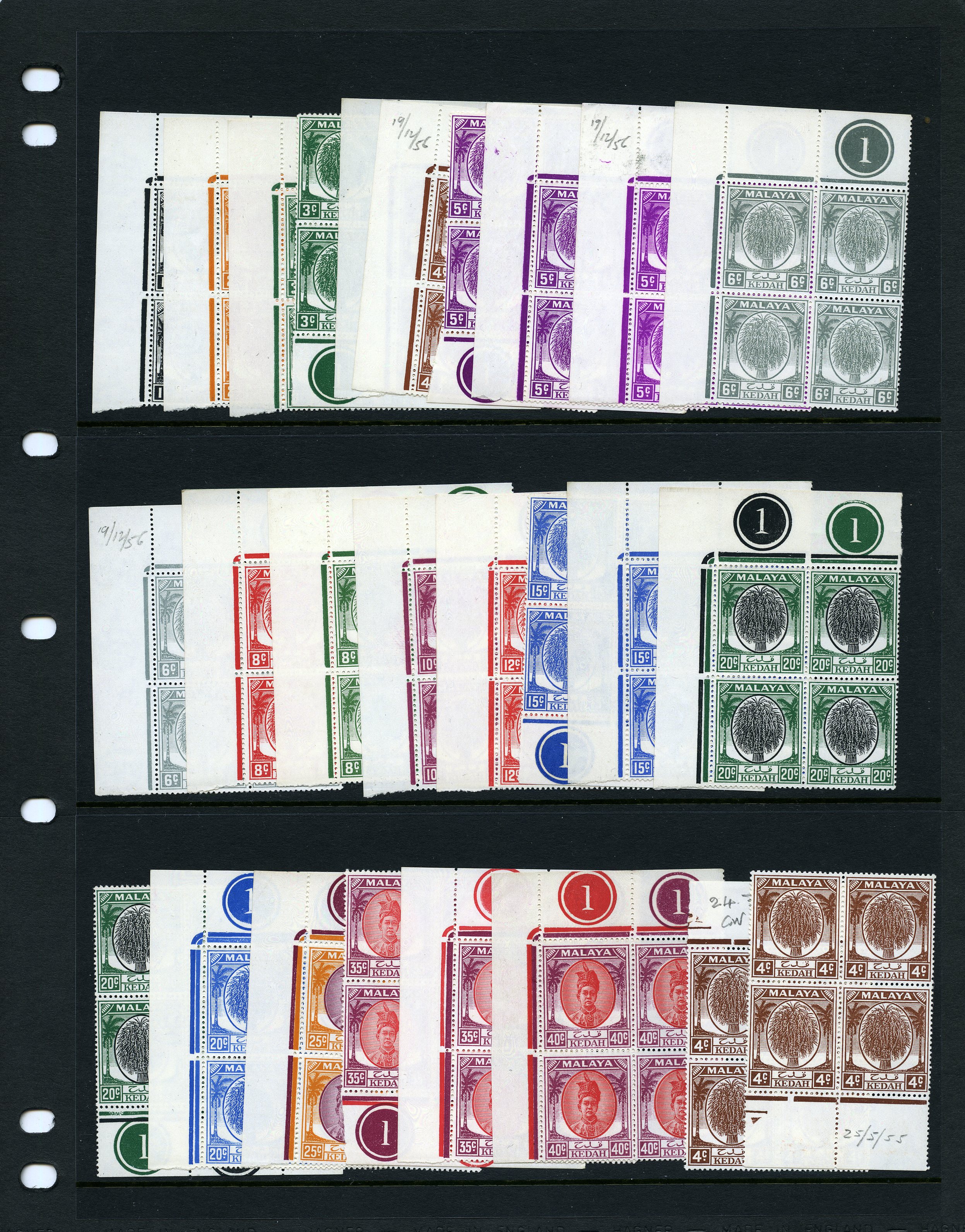 1950-5 Plate blocks, unmounted o.g., with...