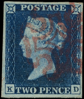1840 2d Violet-blue Pl.1. Used example, scarce...
