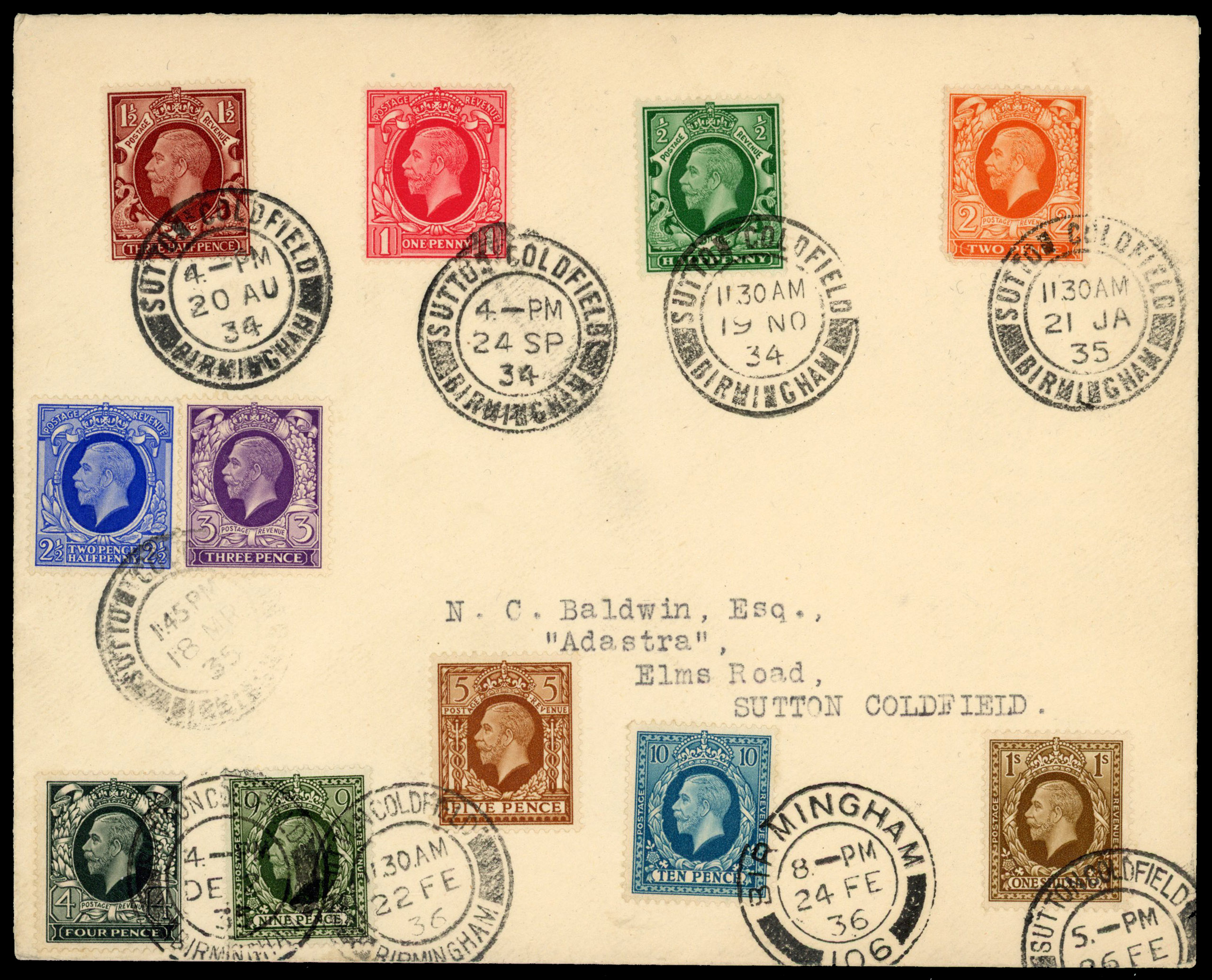 1934-36 ½d-1s "Photogravure". Superb set of eleven stamps FDC