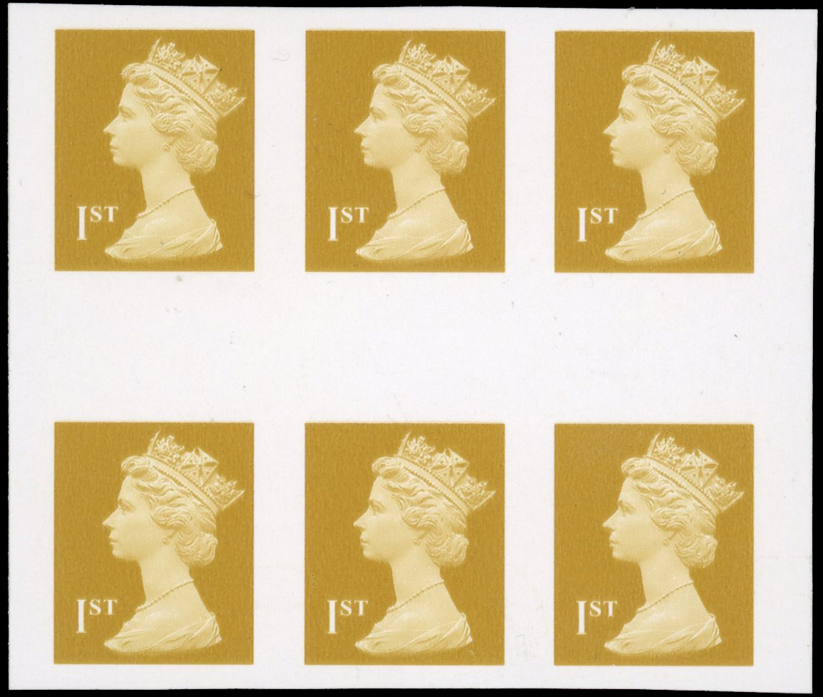 GB SG 2295 Walsall 1st class in gold imperf colour trial block