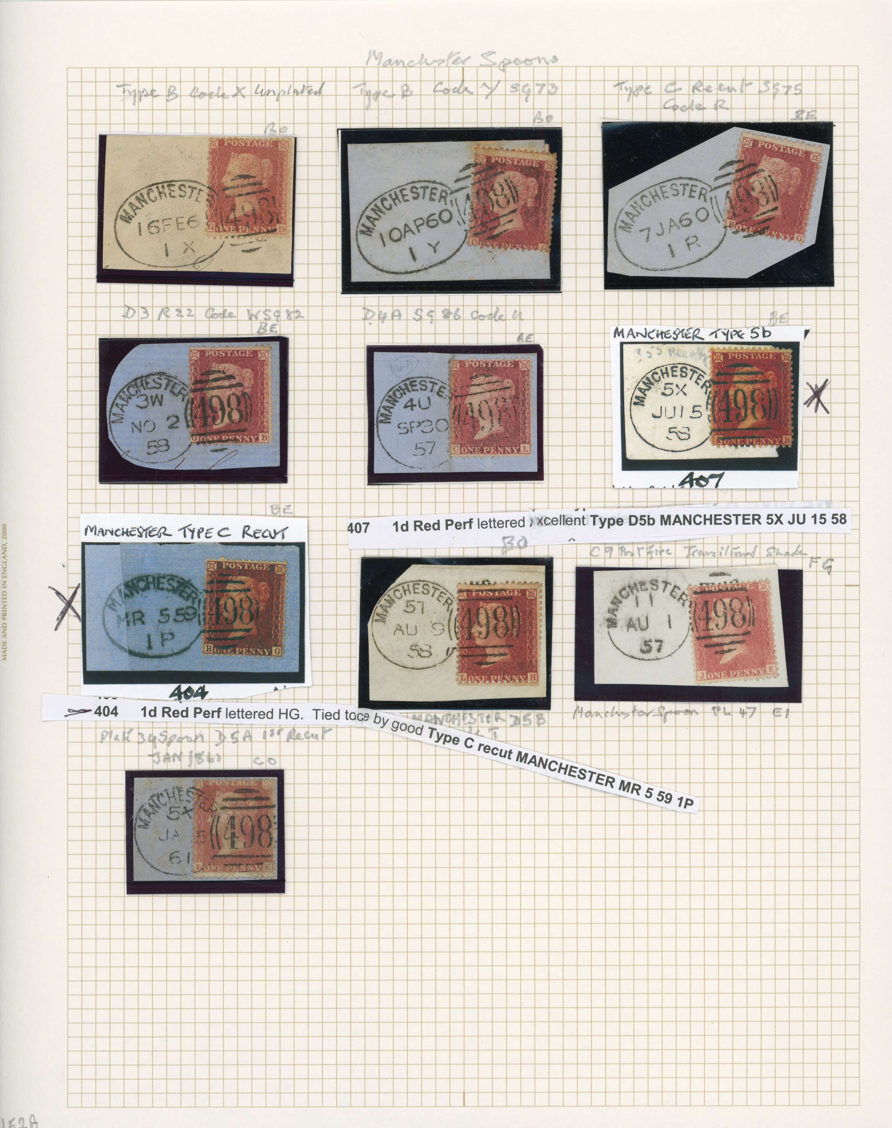 GB 1857 1d rose-red Die II, Alphabet III, watermark Large Crown perf 14 SG 38/41