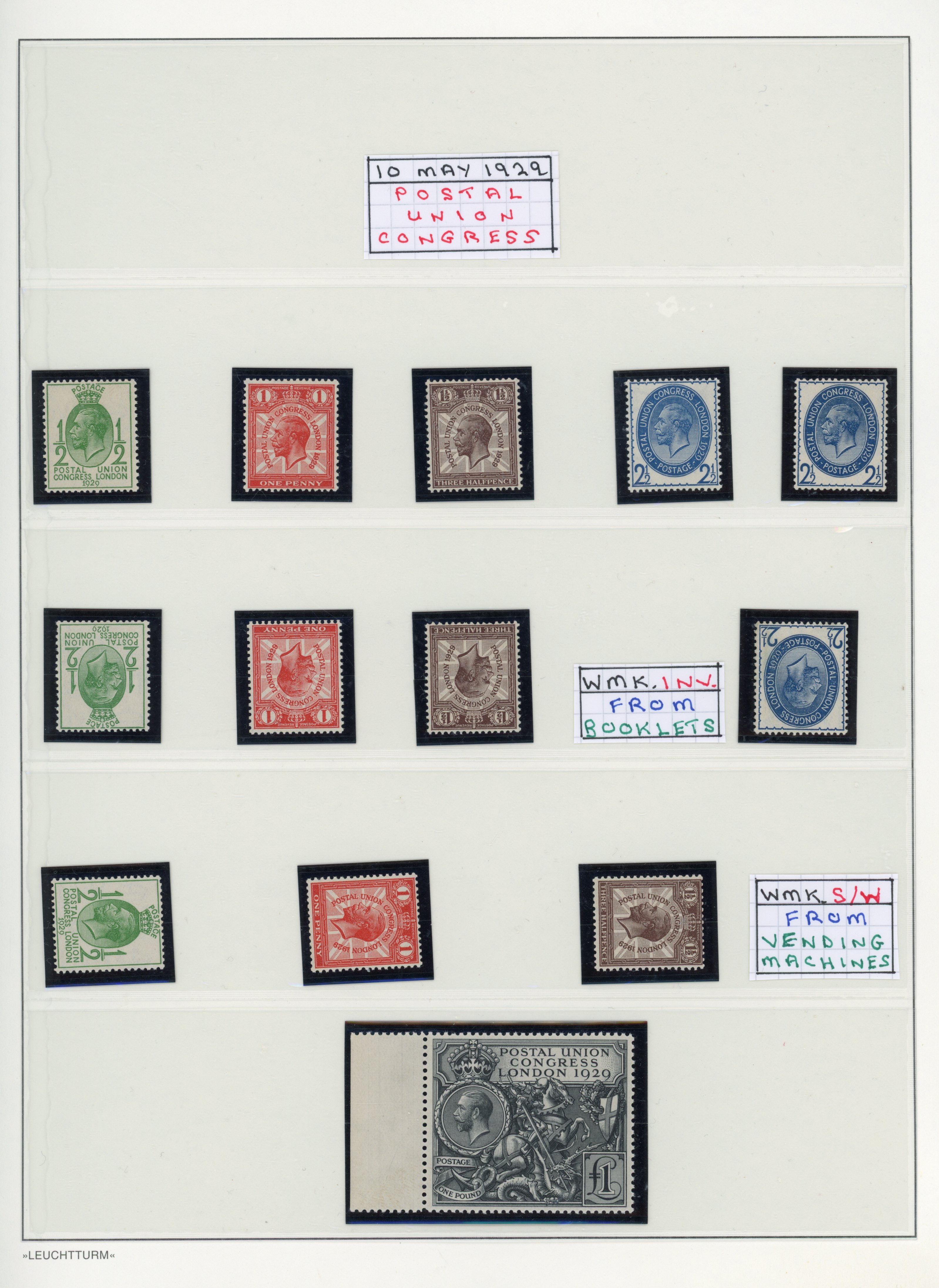 GB 1929 PUC mint collection, SG 434/438