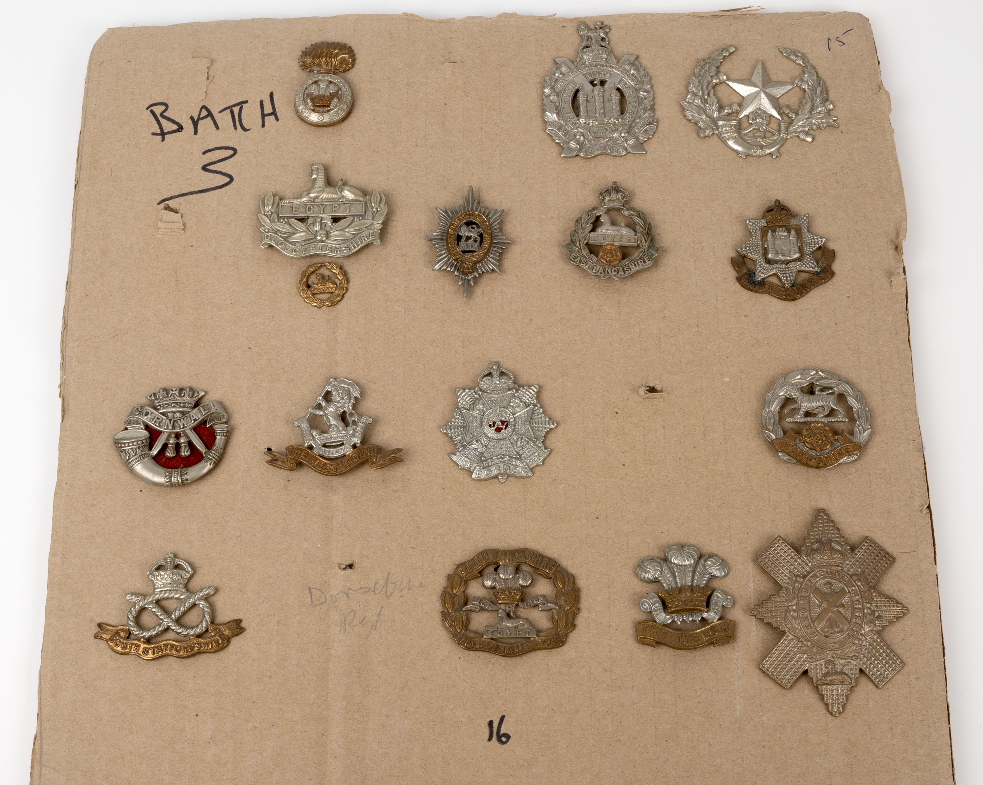 British Cap Badges and Shoulder Titles, (16 items)