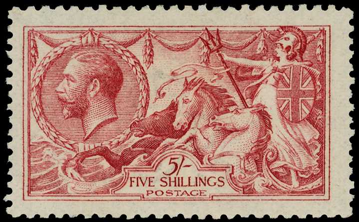 1915 De La Rue 5/- pale carmine, unmounted...