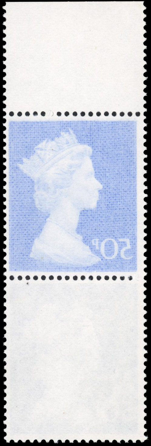 GB SG 831 1970 50p complete offset on reverse mint